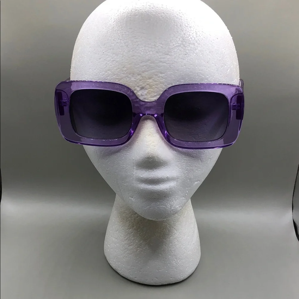 Kurt Geiger London crystal purple textured square sunglasses semi oversized.